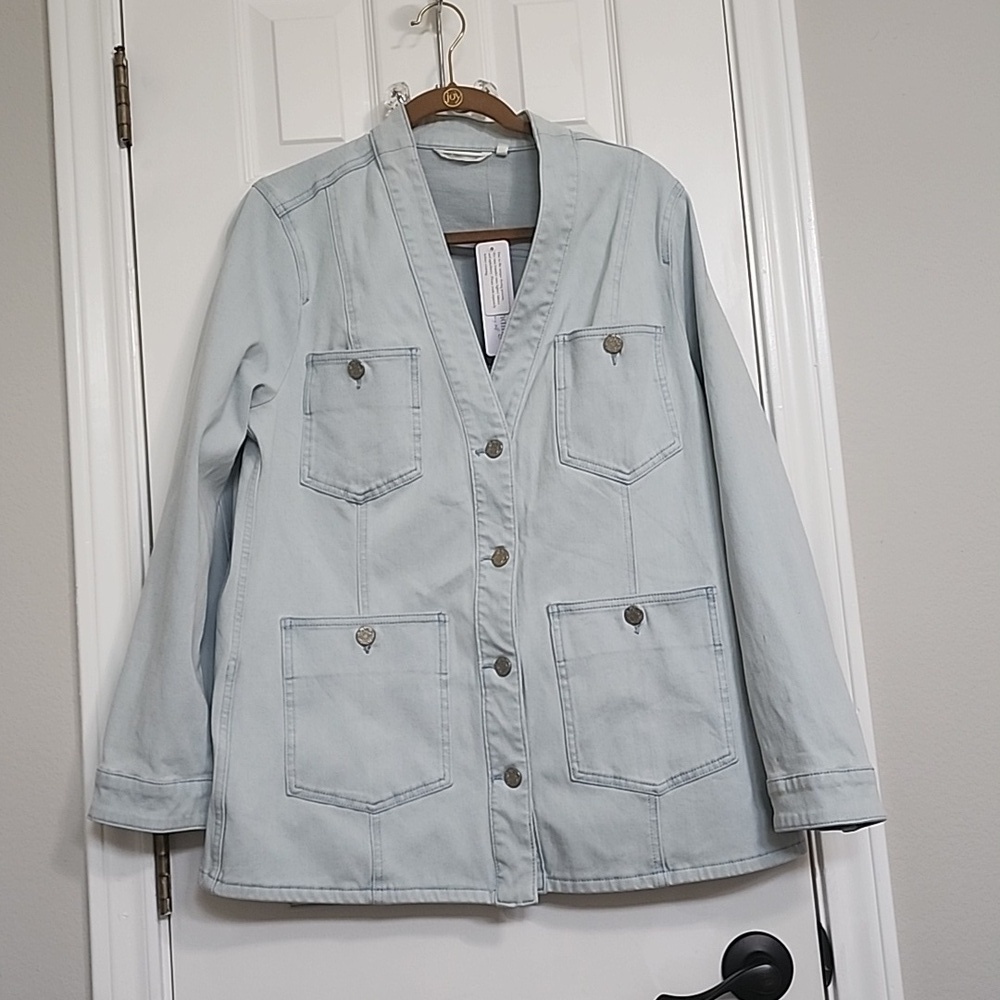 NWT Soft Surroundings Next Level Denim Jacket Pale Blue Size Large​​​​​